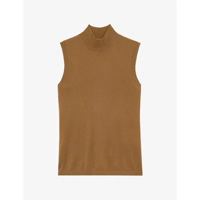 Reiss Womens  Evelyn Funnel-neck Wool Vest In Sage Green