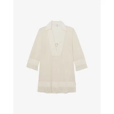 Reiss Womens Ivory Fabienne Crochet Beach Dress In White