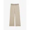 Reiss Fawn High-rise Whipstitch Linen Trousers In Neutral