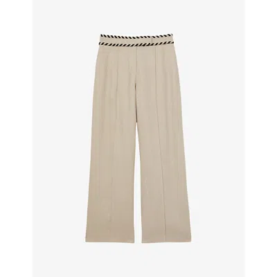 REISS WOMENS FAWN WIDE-LEG LINEN TROUSERS NEUTRAL