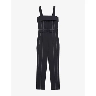 Reiss Womens  Fianna Square-neck Contrast-stitch Stretch-woven Jumpsuit