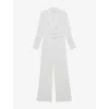 Reiss Womens Ivory Flora Sheer-sleeve Long-sleeve Woven Jumpsuit In White