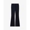 Reiss Navy Petite Twill Patch-pocket Flared Trousers In Navy