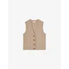 Reiss Womens Neutral Gaia Button-embellished Stretch-knit Vest In Brown
