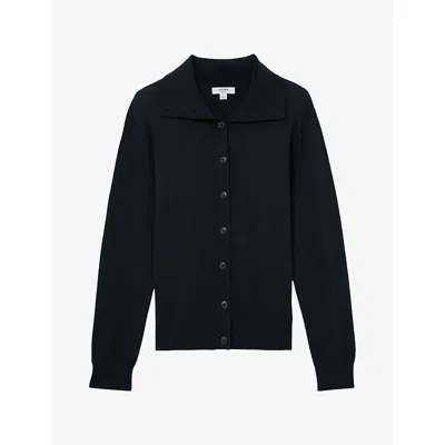 Reiss Womens  Gale Collared Merino Wool Cardigan In Yellow