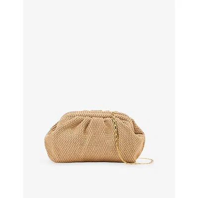 Reiss Womens Natural Gia Raffia-effect Clutch Bag In Brown