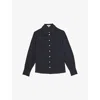 Reiss Womens Navy Gianna Regular-fit Long-sleeve Silk Shirt In Blue