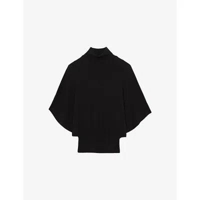 Reiss Womens Black Hadley Roll-neck Wool Jumper