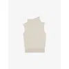 Reiss Womens Stone Neutral Harper Funnel-neck Sleeveless Wool Top In Gray