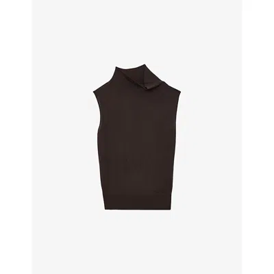 Reiss Womens  Harper Sleeveless Wool Top In Brown