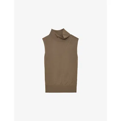 Reiss Womens  Harper Sleeveless Wool Top In Green