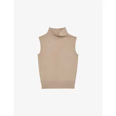 Reiss Womens Neutral Harper Sleeveless Wool Top In Brown