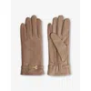 Reiss Womens Camel Harriet Logo-embellished Leather Gloves