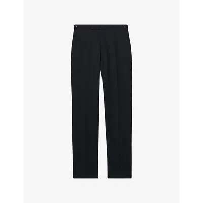 Reiss Womens  Hatch Slim-fit Straight-leg Stretch Wool-blend Trousers In Navy