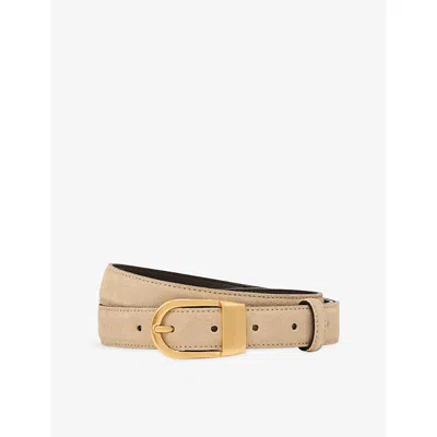 Reiss Womens Stone Hazel Leather Belt In Gray