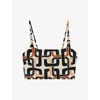 Reiss Womens Brown Cream Heidi Chain-print Tankini Top In Multi