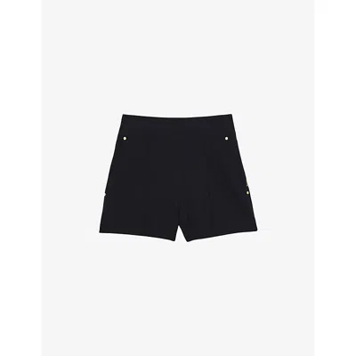 Reiss Womens  Immie Stud-embellished Stretch-woven Shorts In Blue
