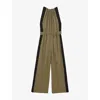 Reiss Womens Khaki Green Black Inez Colour-block Woven Jumpsuit In Multi
