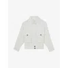 Reiss Womens Isla Pointed-collar Linen-blend Jacket White In White
