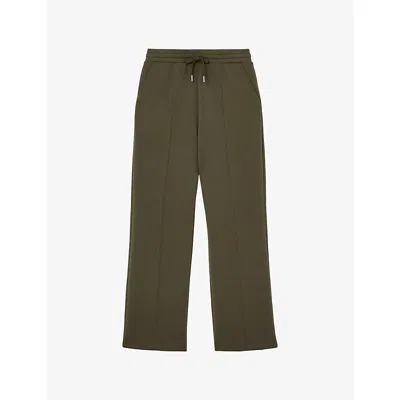 Reiss Womens  Jemma Wide-leg Stretch-jersey Jogging Bottoms In Brown