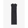 Reiss Womens Jules Pleated Woven Midi Dress Navy In Navy