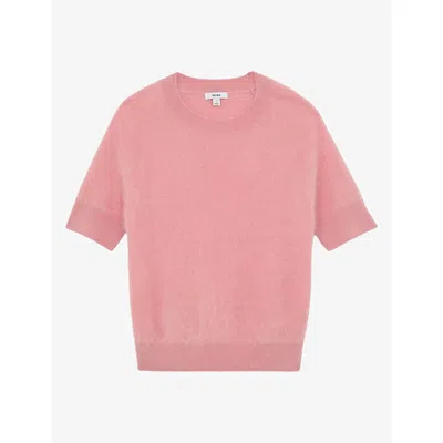 Reiss Womens  Julia Short-sleeve Brushed-cashmere T-shirt In Pink