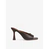 Reiss Womens Chocolate Justine Heeled Leather Mules Eur 39 / 6 Uk