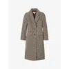Reiss Womens  Kai Houndstooth Check-pattern Wool-blend Coat In Brown Check