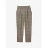 Reiss Neutral Check Elasticated Waist Tapered Trousers In Neutral Check