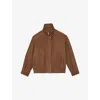 Reiss Womens Tan Kiara Funnel-neck Suede Bomber Jacket In Brown
