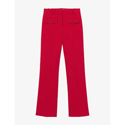 Reiss Womens  Kira Flared-leg High-rise Woven Trousers In Red