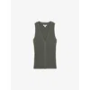 Reiss Womens Khaki Green Lanette Ribbed Knitted Vest Top