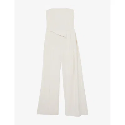 Reiss Womens Ivory Leah Draped Wide-leg Woven Jumpsuit In White