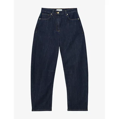 Reiss Womens  Levitt Barrel-leg Denim Jeans In Blue