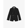 Reiss Womens Black Lia Peak-lapel Double-breasted Wool-blend Blazer In Black