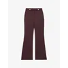 Reiss Womens Burgundy Lily Flared-leg Button-embellished Stretch Wool-blend Trousers In Burgundy