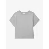 Reiss Womens Grey Marl Lois Cropped Cotton T-shirt