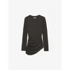 Reiss Womens Lucia Asymmetric Wool-blend Top Charcoal In Charcoal