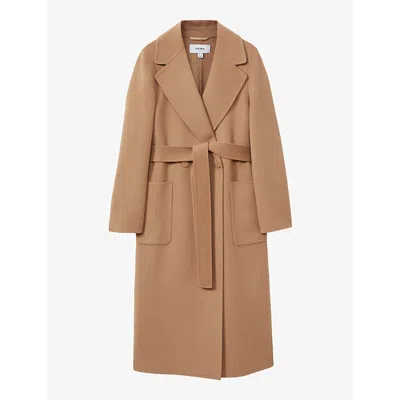 Reiss Womens  Lucia Double-breasted Regular-fit Wool-blend Coat In Light Camel