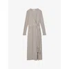 Reiss Womens Grey Madeline Wrap-tie Jersey Midi Dress In Grey