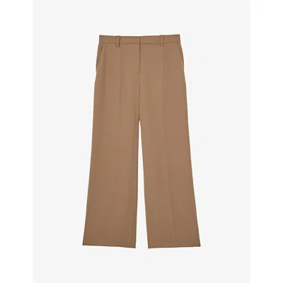 Reiss Womens Camel Margeaux Wide-leg Stretch-woven Trousers In Brown