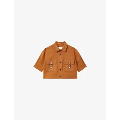 Reiss Womens Rust Mariane Cargo Cropped Top