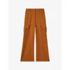 Reiss Womens Rust Mariane Wide-leg Combat Cotton-blend Trousers In Rust