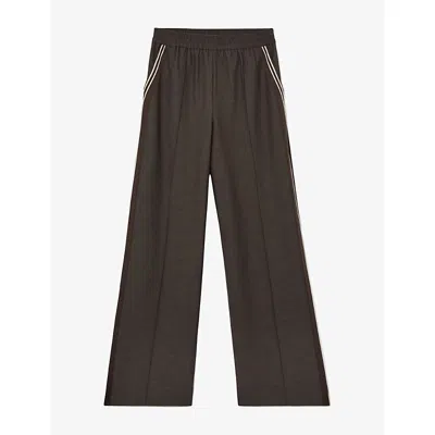 Reiss Marlow Pintuck Wide Leg Pants In Brown