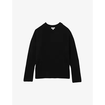 Reiss Womens Black Martha Crewneck Wool-blend Knitted Jumper