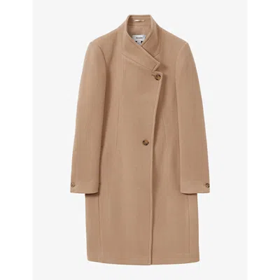 Reiss Womens Maude Double-breasted Wool-blend Coat Light Camel In Light Camel