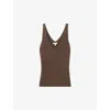 Reiss Womens Bronze Mika V-neck Metallic Knitted Vest