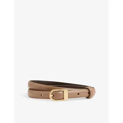 Reiss Womens Mila Leather Belt Taupe