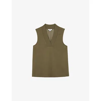 Reiss Miley V Neck Vest In Green