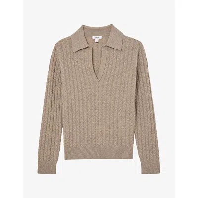 Reiss Womens  Millie Cable-knit Wool-blend Jumper In Neutral